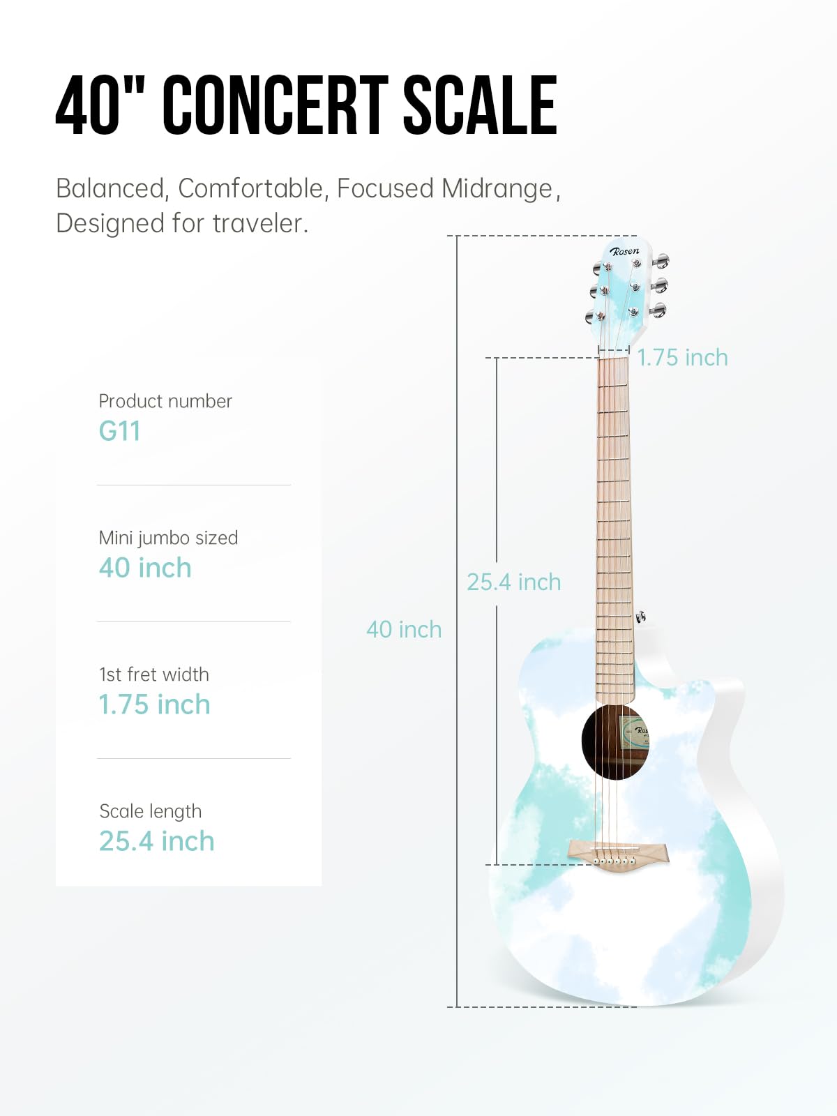 Đàn Guitar Acoustic Rosen G11A Colorful - Neo Series - Việt Music