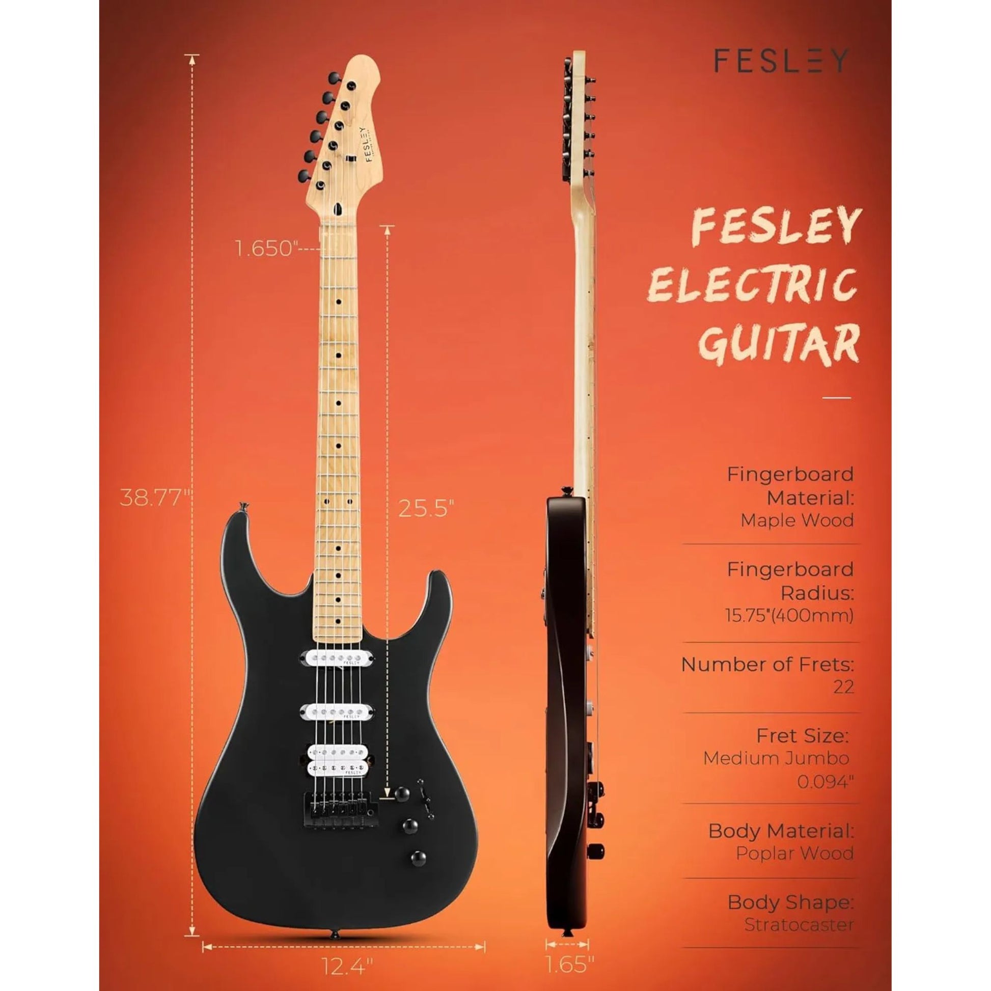 Đàn Guitar Điện Fesley FST350M HSS, Maple Fingerboard - Việt Music