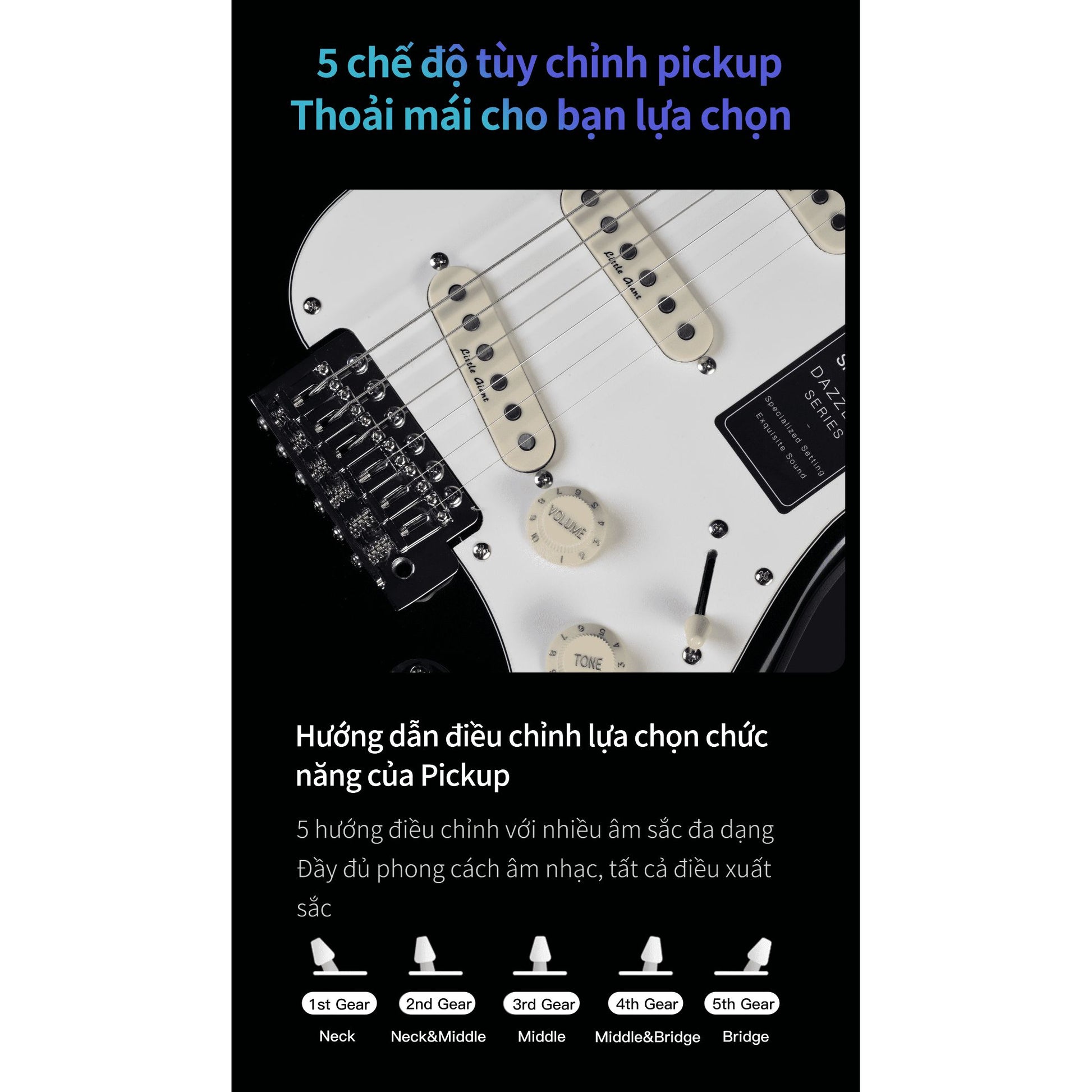 Đàn Guitar Điện Saga SMF1314 Stratocaster SSS, Maple Fingerboard, Black - Việt Music