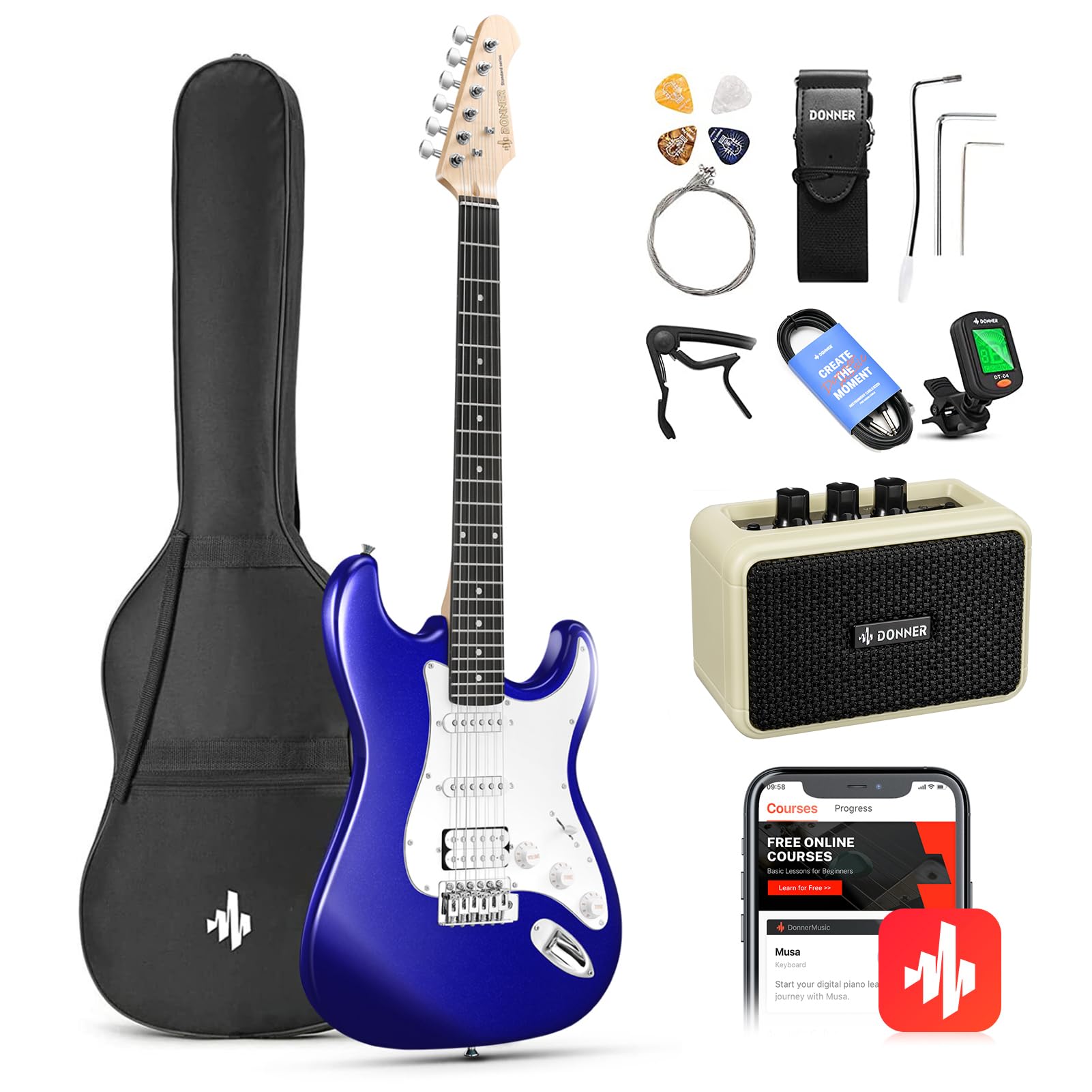 Đàn Guitar Điện Donner DST-100 HSS, Purpleheart Fingerboard, Combo - Việt Music