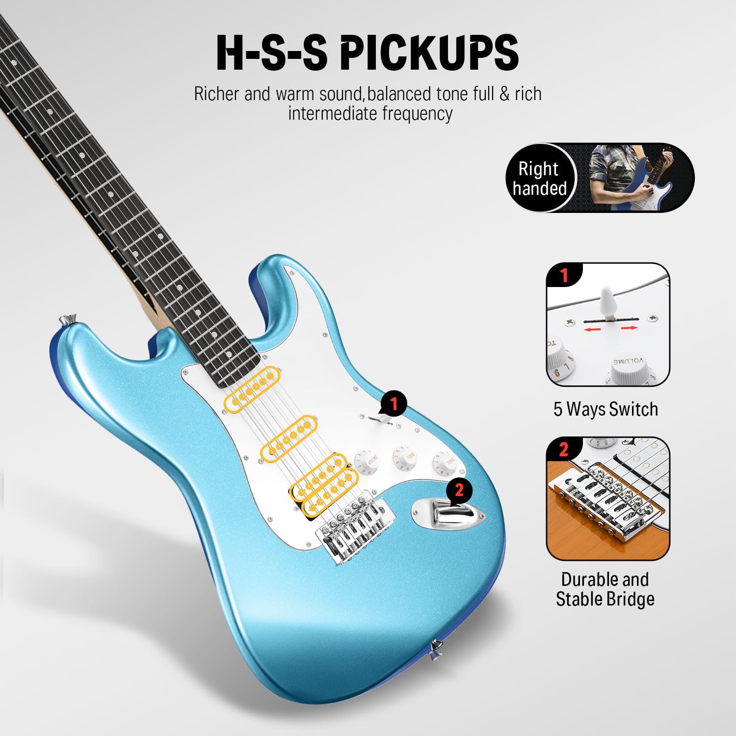 Đàn Guitar Điện Donner DST-100 HSS, Purpleheart Fingerboard, Combo - Việt Music