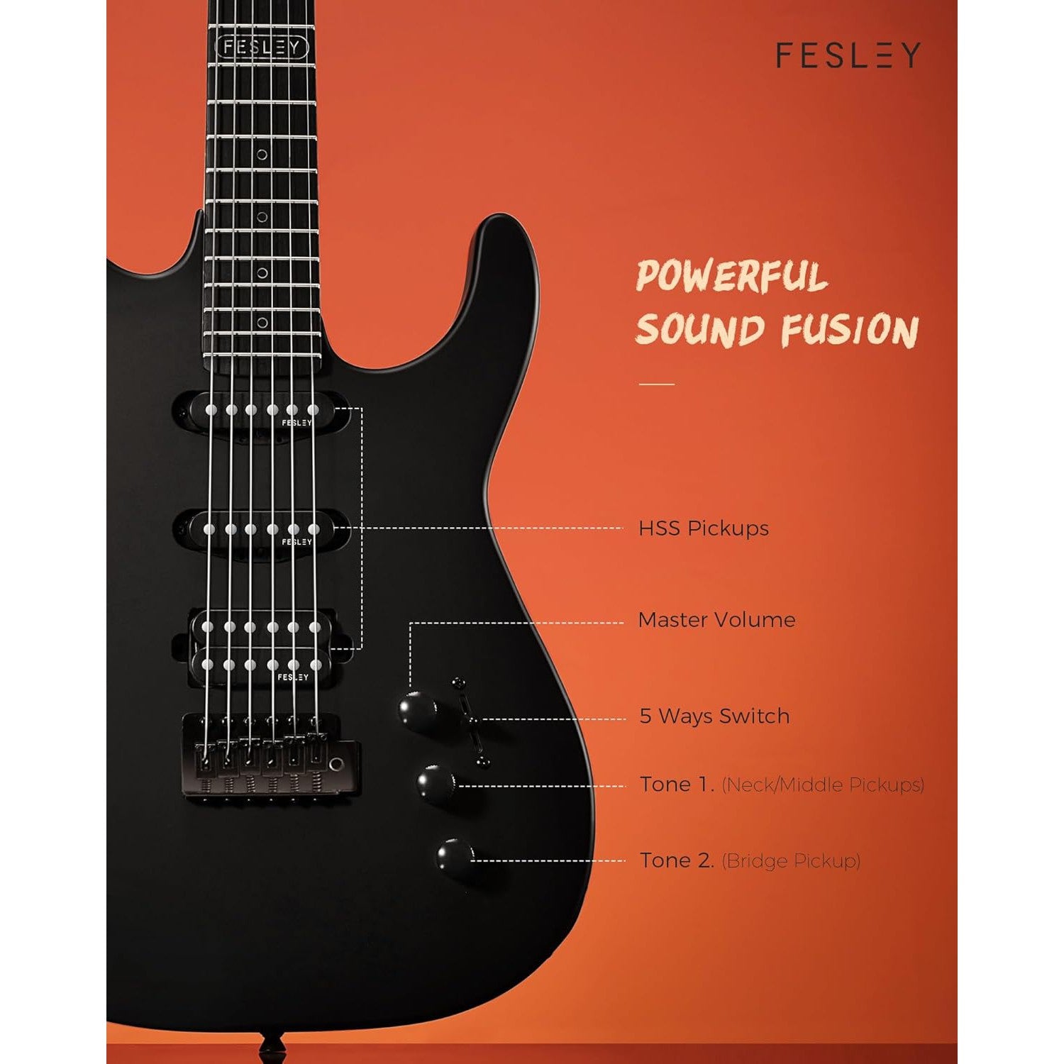 Đàn Guitar Điện Fesley FST400M HSS, Mixed Fingerboard - Việt Music