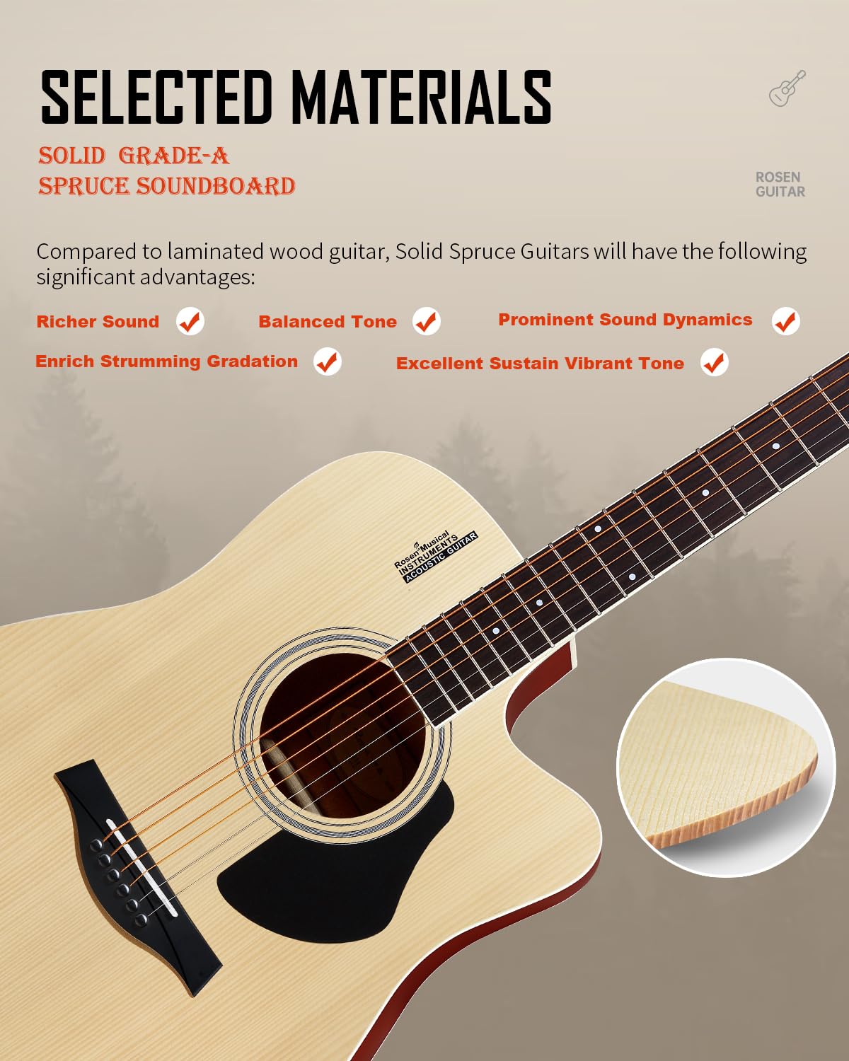 Đàn Guitar Acoustic Rosen G12JF - Việt Music