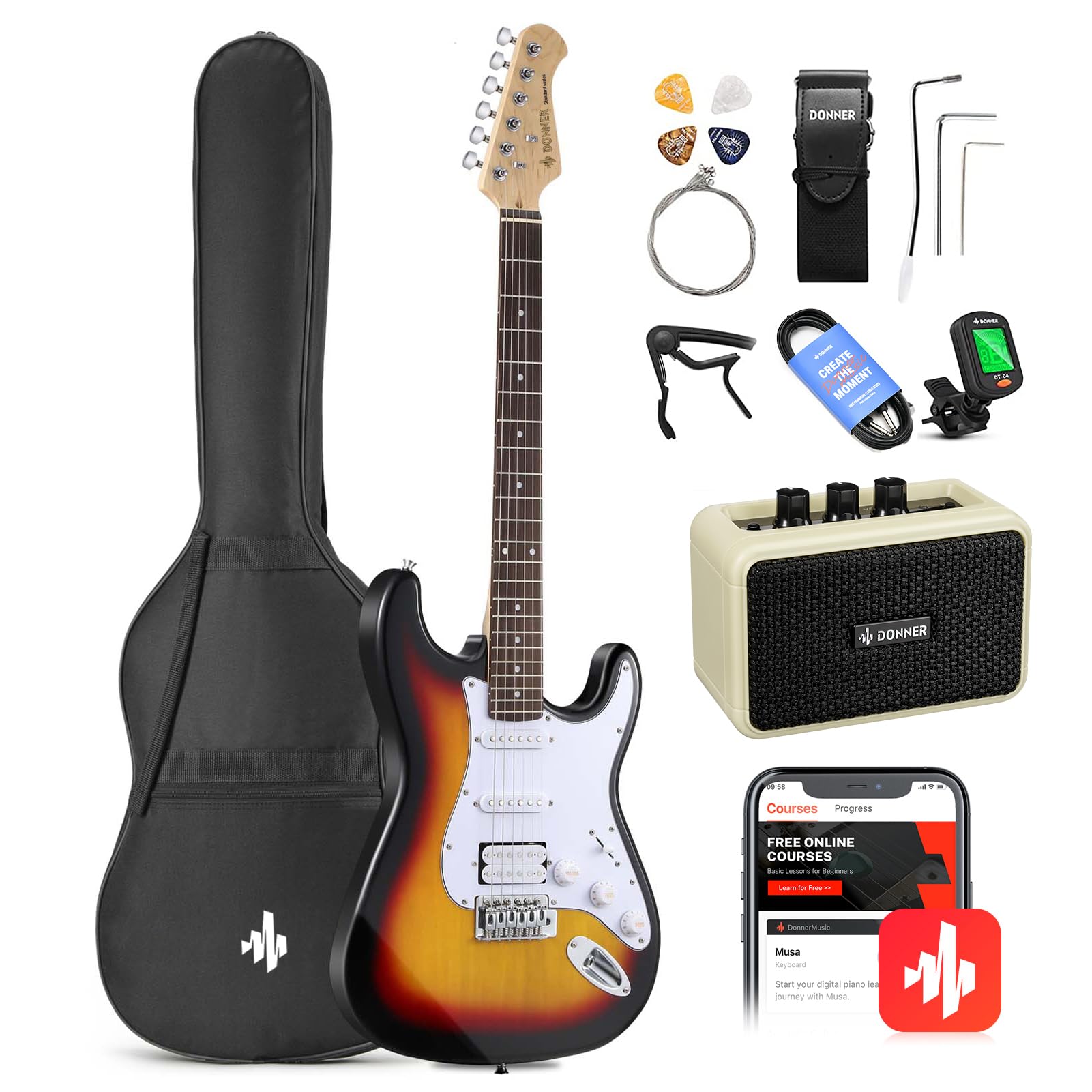 Đàn Guitar Điện Donner DST-100 HSS, Purpleheart Fingerboard, Combo - Việt Music