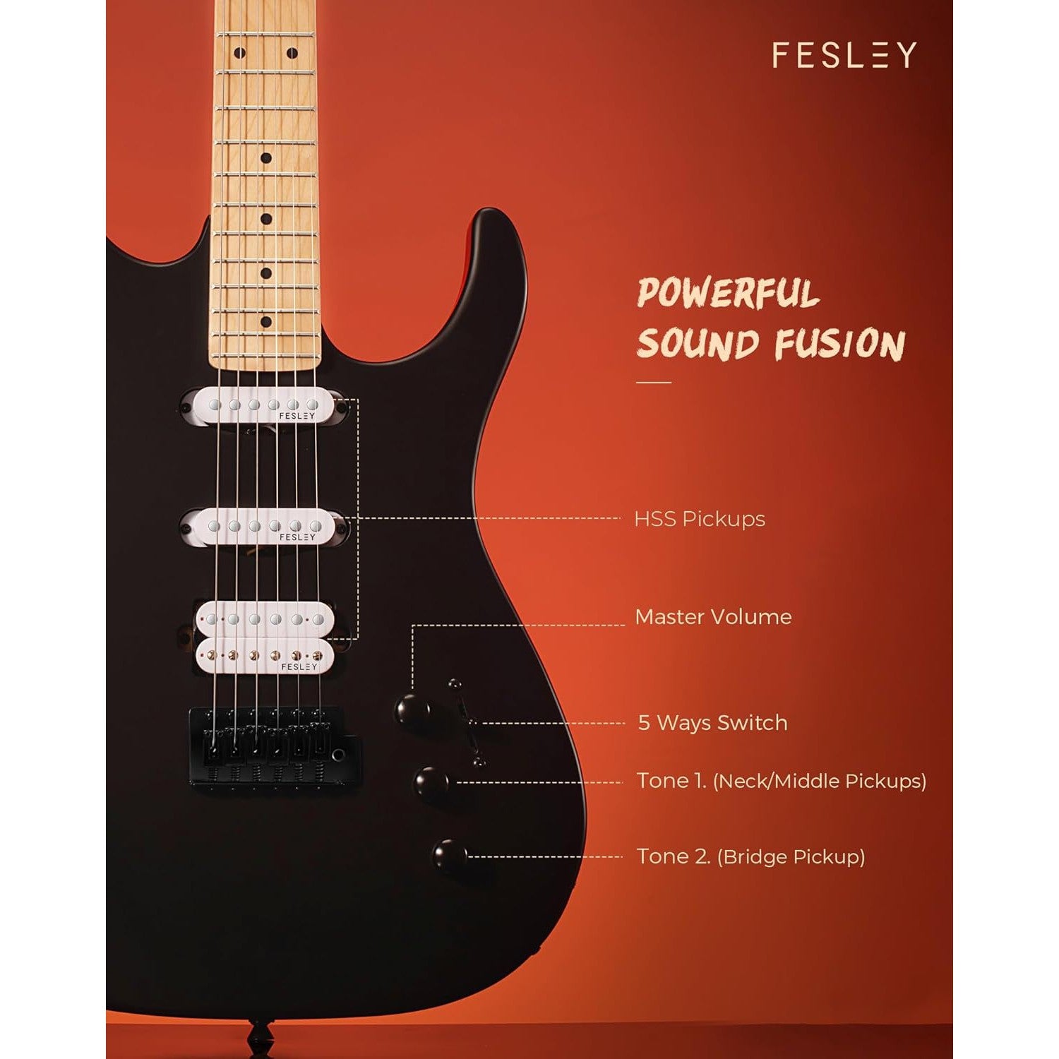 Đàn Guitar Điện Fesley FST350M HSS, Maple Fingerboard - Việt Music