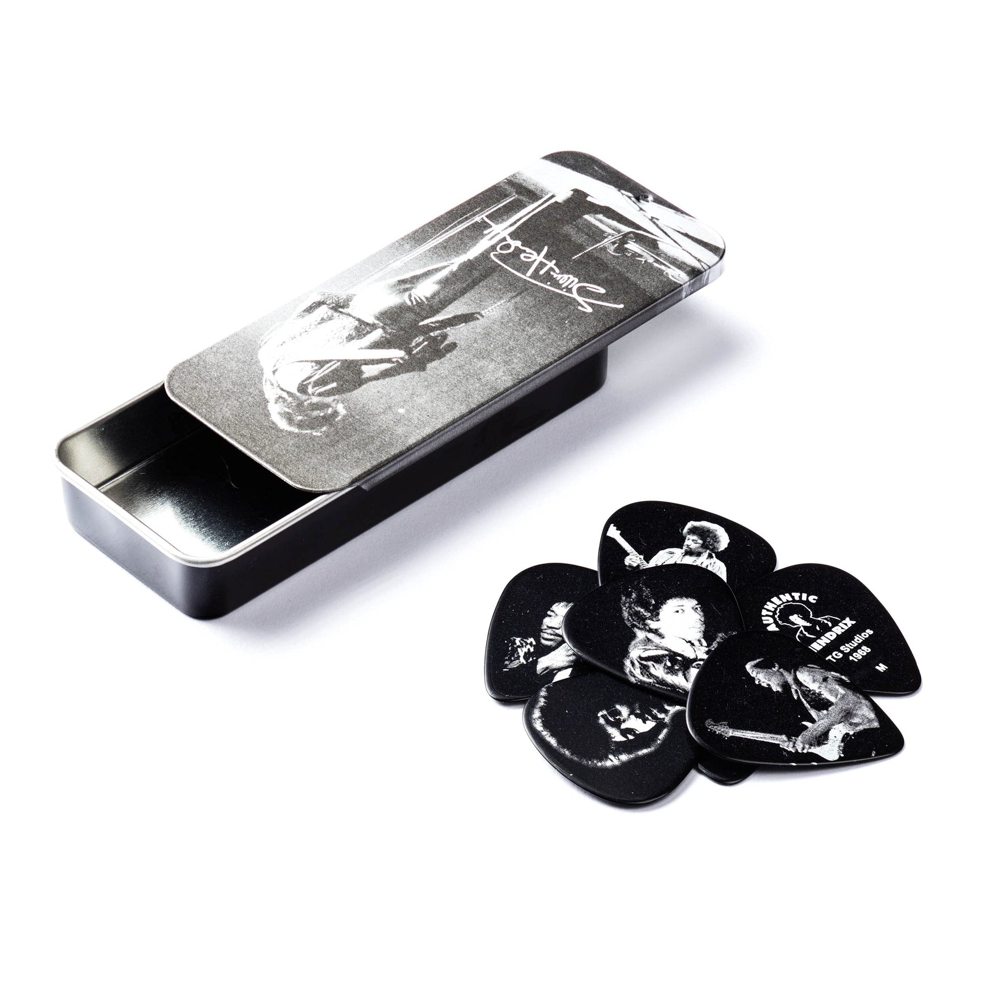 Pick Gảy Đàn Guitar Jim Dunlop JH-PT05H Jimi Hendrix Silver Portrait, 12pc/Tin - Việt Music