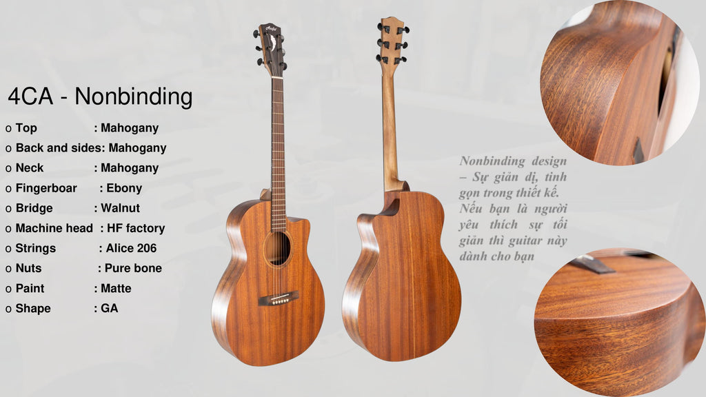 Đàn Guitar Acoustic Asolid 4CA Nonbinding