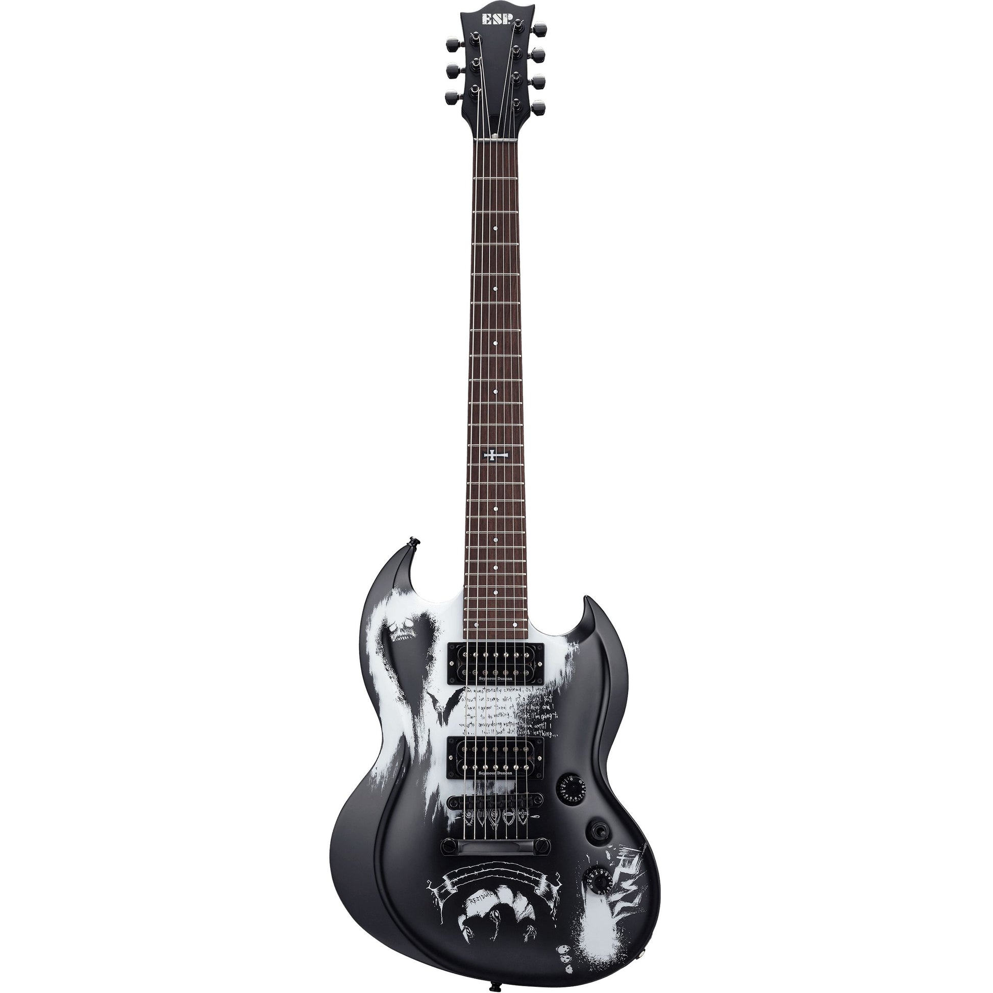 Đàn Guitar Điện ESP D-KV-7st Nothing HH, Rosewood Fingerboard, Black w/White Graphic - 7 Strings - Việt Music