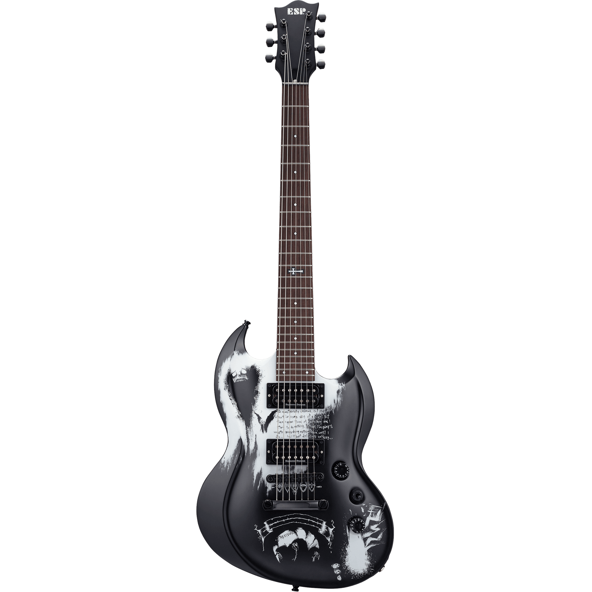 Đàn Guitar Điện ESP D-KV-7st Nothing HH, Rosewood Fingerboard, Black w/White Graphic - 7 Strings - Việt Music