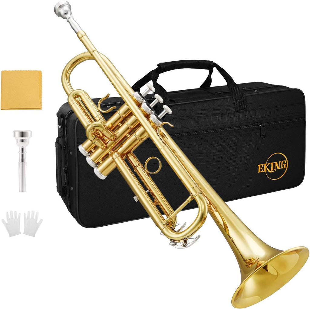 Eking Bb Standard Trumpet for Beginners, Brass Student Trumpet 