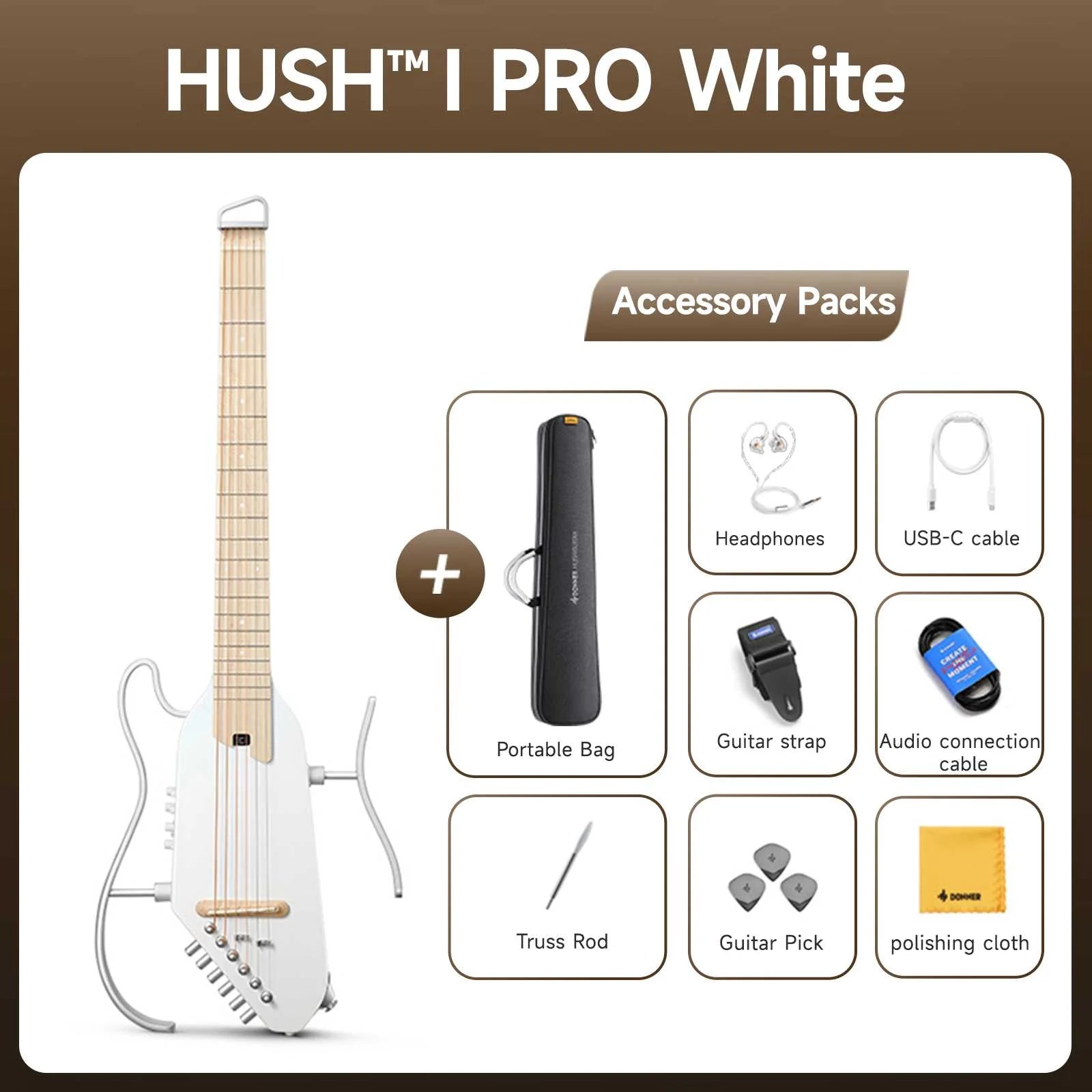 Đàn Guitar Silent Acoustic Donner HUSH-I Pro - Việt Music