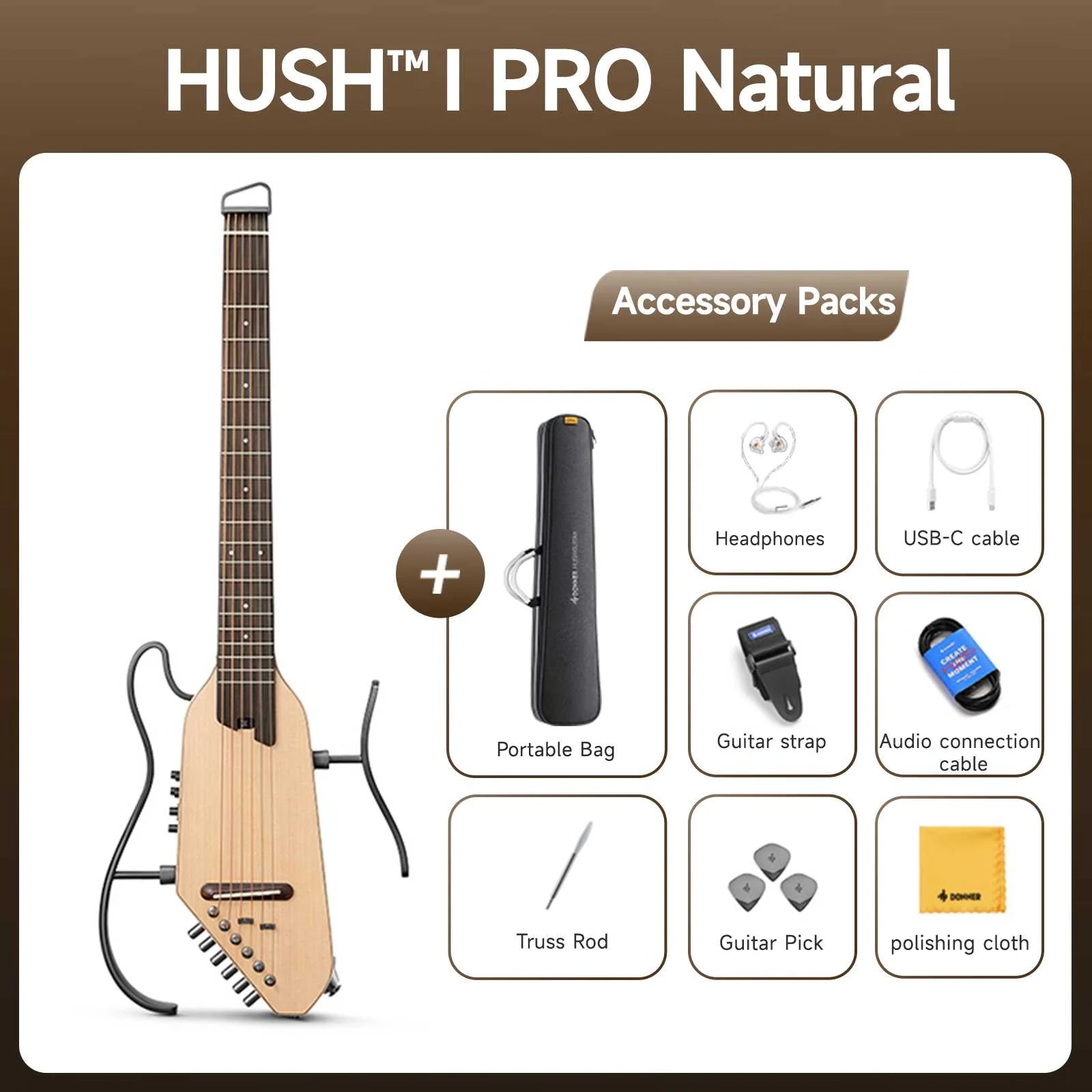 Đàn Guitar Silent Acoustic Donner HUSH-I Pro - Việt Music