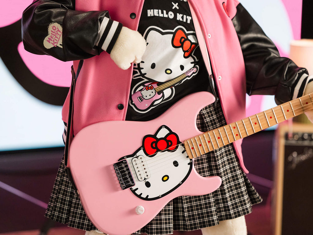 Đàn Guitar Điện Squier by Fender x Hello Kitty Stratocaster H, Maple Fingerboard, Pink