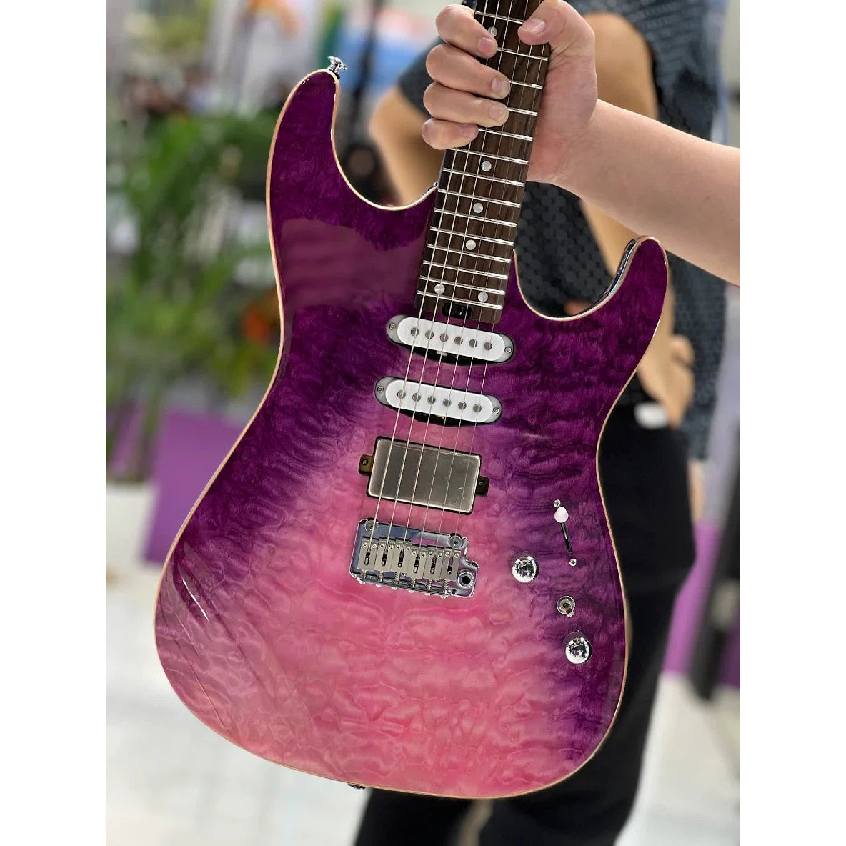 Đàn Guitar Điện Soloking MS-1 Custom 24 Quilt HSS, Rosewood Fingerboard, Purple Wakesurf Jescar - Việt Music