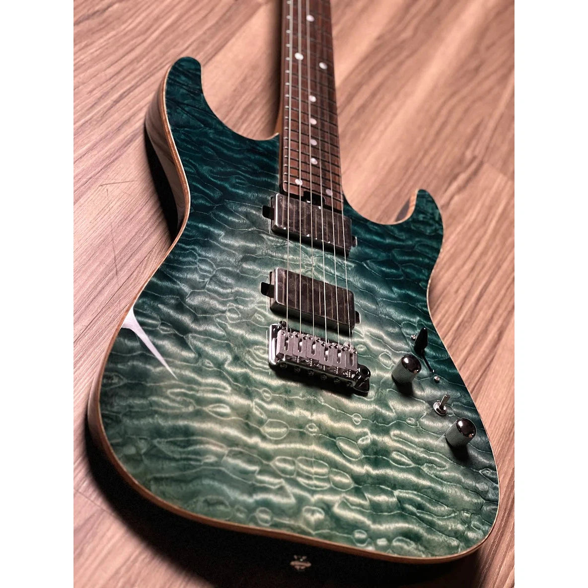 Đàn Guitar Điện Soloking MS-1 Custom 24 Quilt HH, Rosewood Fingerboard, Turquoise Wakesurf Jescar - Việt Music