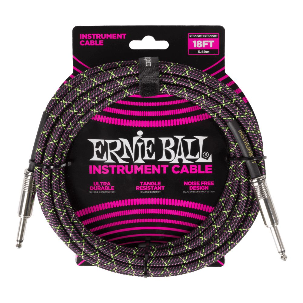 Dây Cáp Kết Nối Ernie Ball Braided Instrument Cable Straight To Straight - 18FT - Việt Music