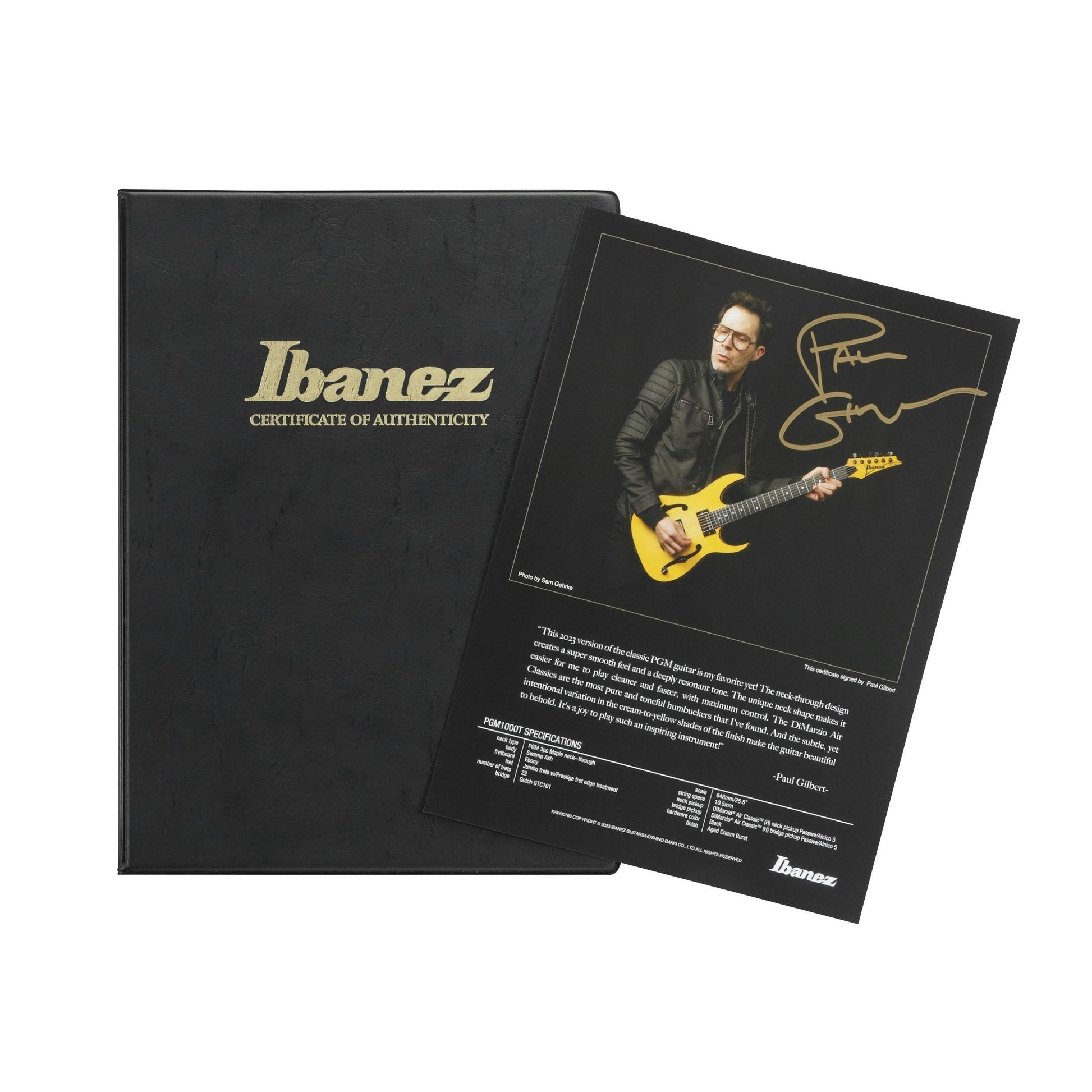 Đàn Guitar Điện Ibanez PGM1000T Paul Gilbert Signature HH, Ebony Fingerboard, Aged Cream Burst - Việt Music