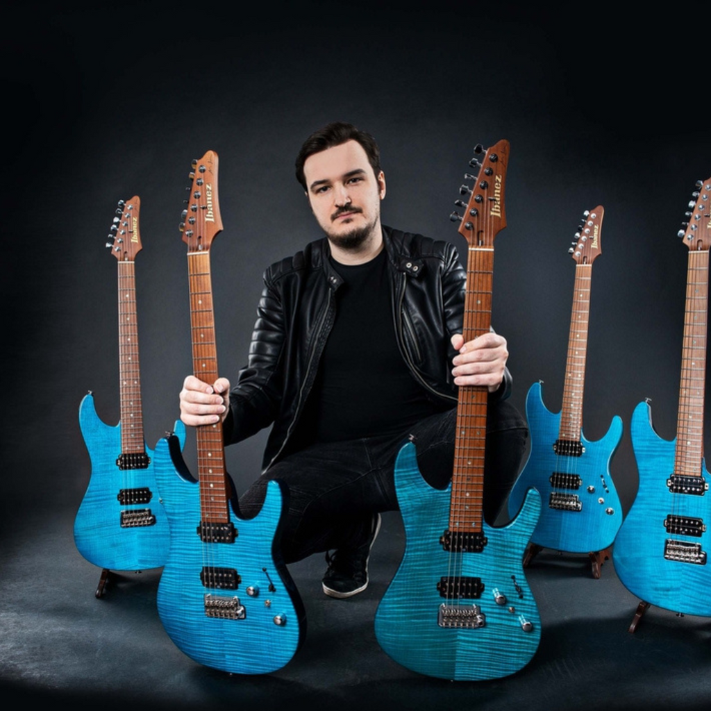 Đàn Guitar Điện Ibanez MM1 - Martin Miller Signature HH, Maple Fingerboard, Transparent Aqua Blue