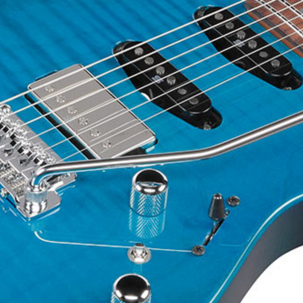 Đàn Guitar Điện Ibanez MMN1 - Martin Miller Signature HSS, Maple Fingerboard, Transparent Aqua