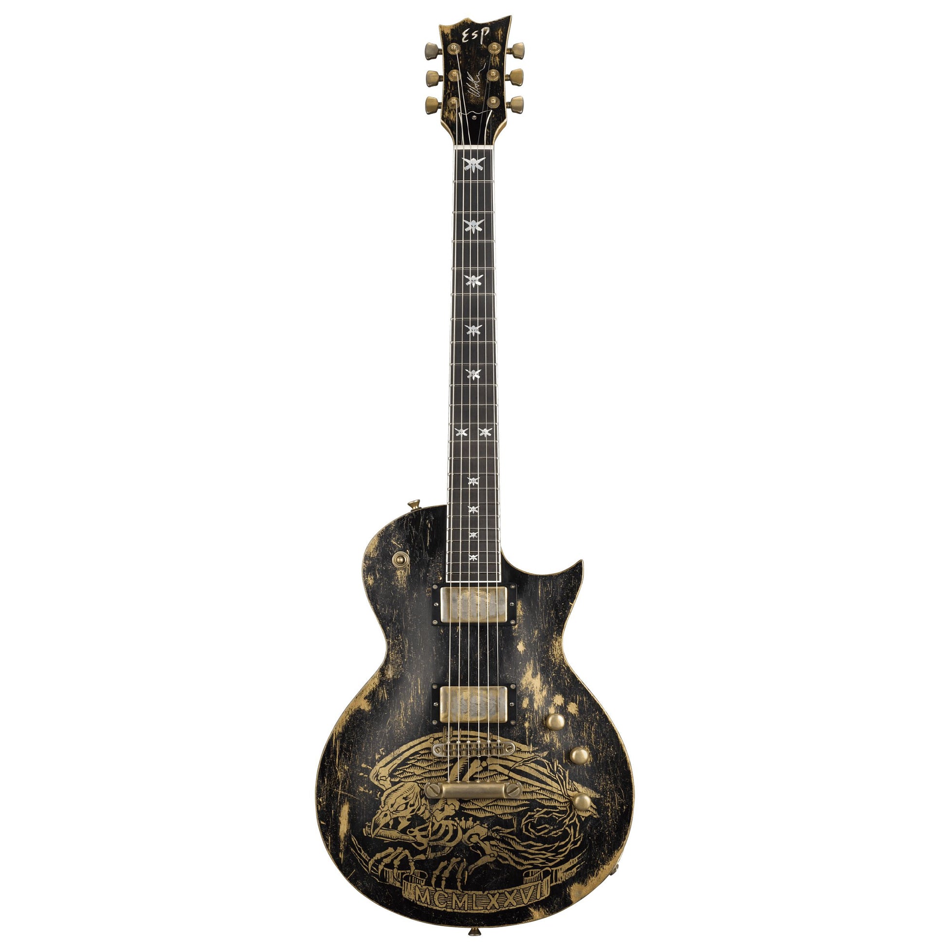 Đàn Guitar Điện ESP Will Adler Warbird Distressed HH, Ebony Fingerboard, Distressed Black - Việt Music