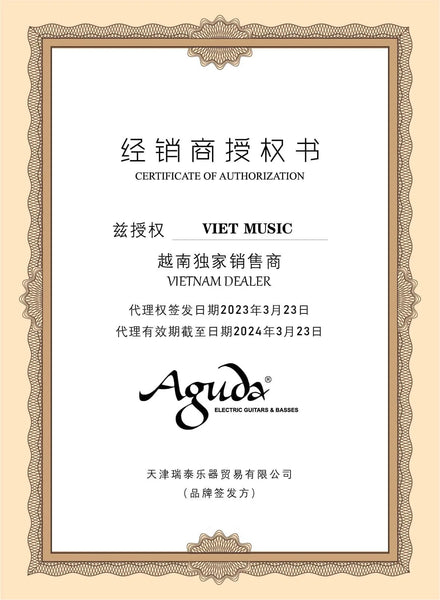 Giấy chứng nhận đại lý chính hãng Aguda Guitar