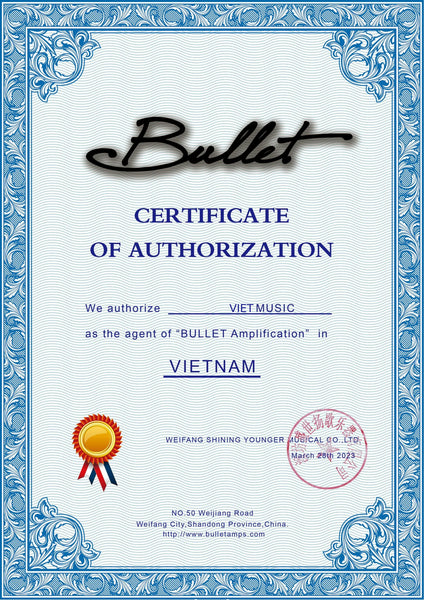 Giấy chứng nhận đại lý chính hãng Bullet