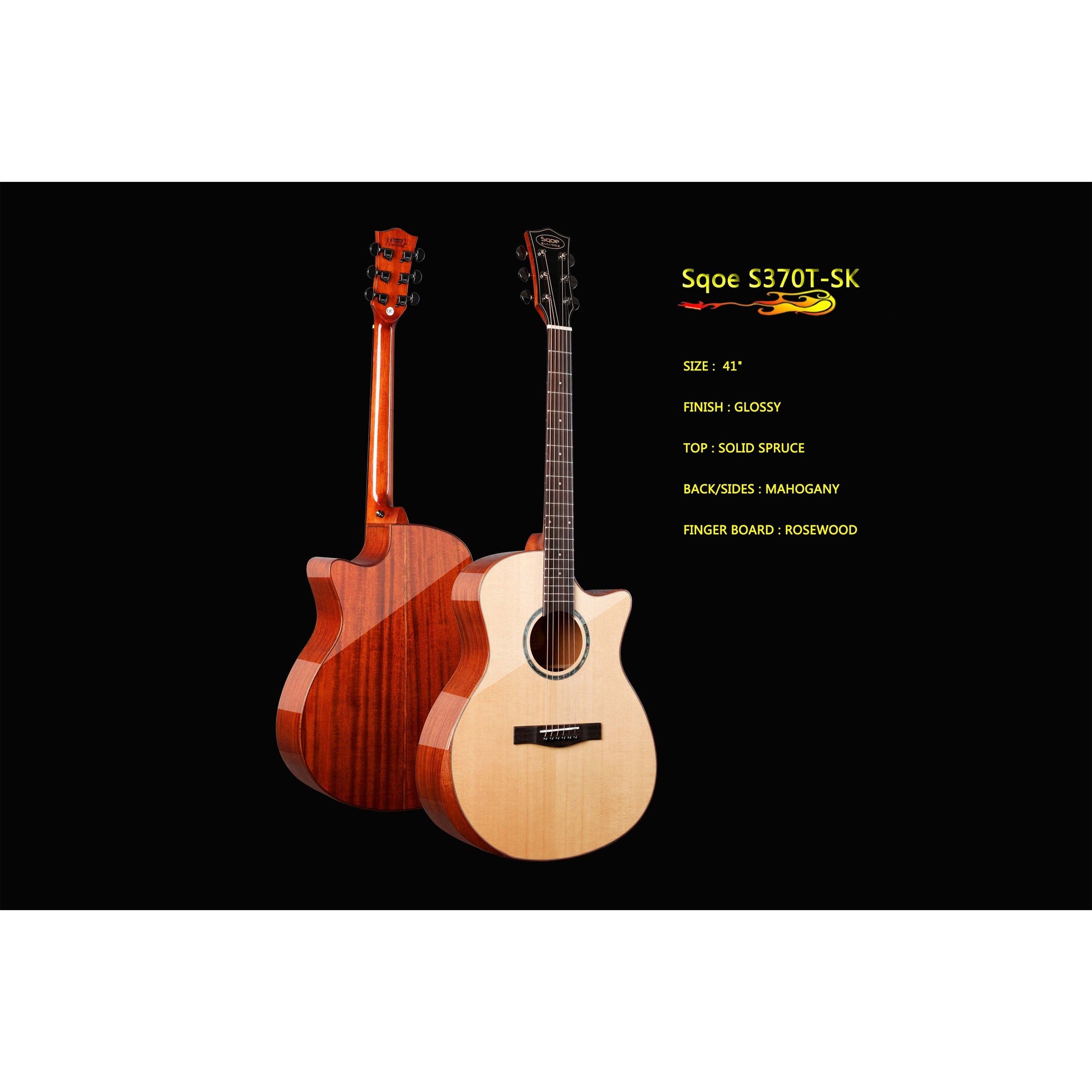 Đàn Guitar Acoustic Sqoe S370T-SK EQ - Việt Music