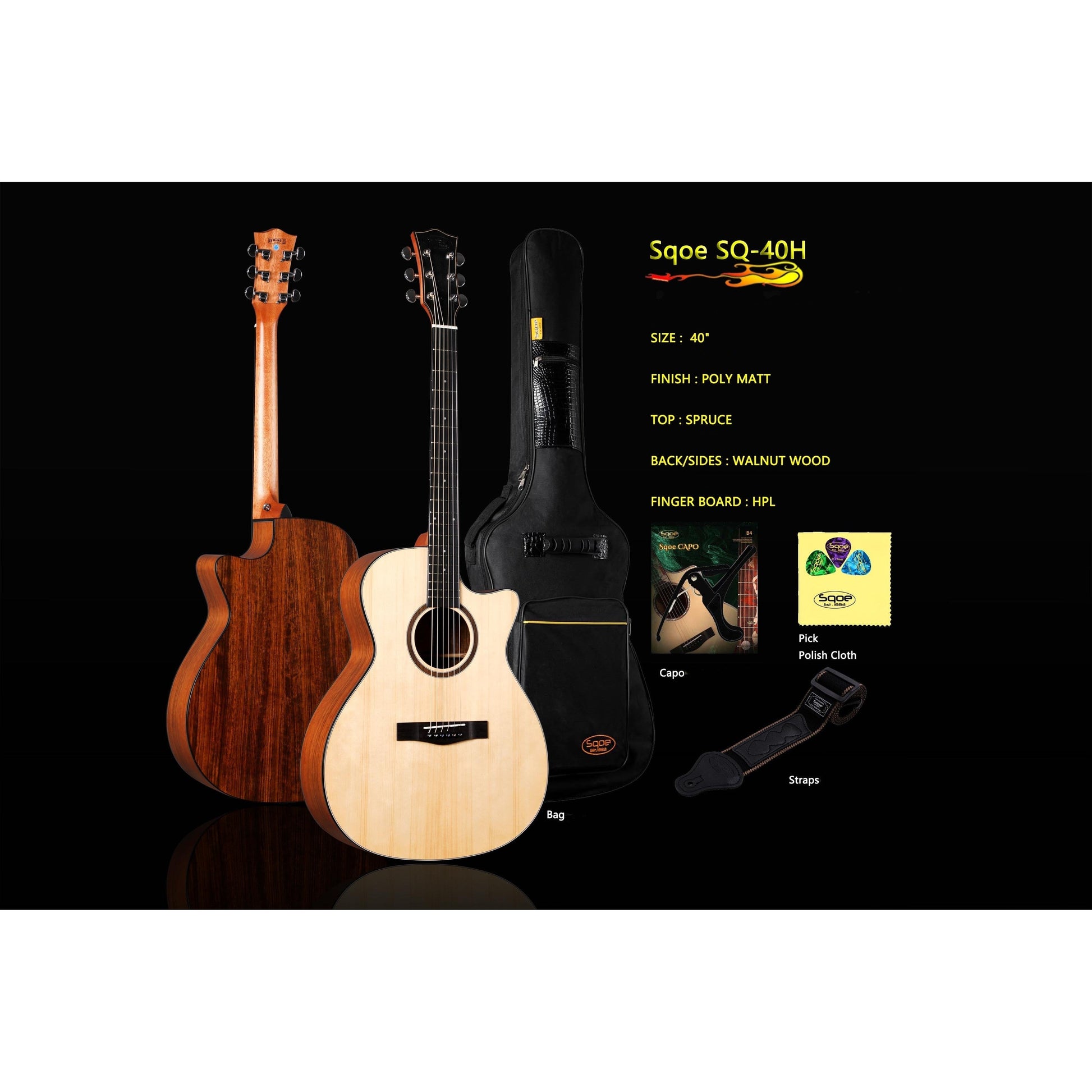 Đàn Guitar Acoustic Sqoe SQ-40H - Việt Music