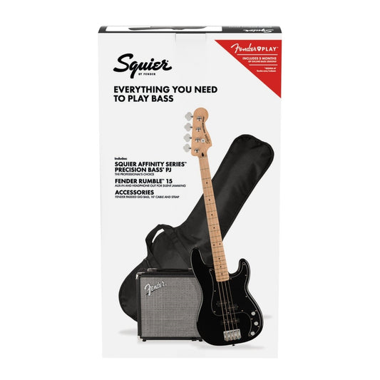 Đàn Guitar Bass Squier Affinity Series Precision Bass PJ Pack SS, Maple Fingerboard, Black - 4 Strings - Việt Music