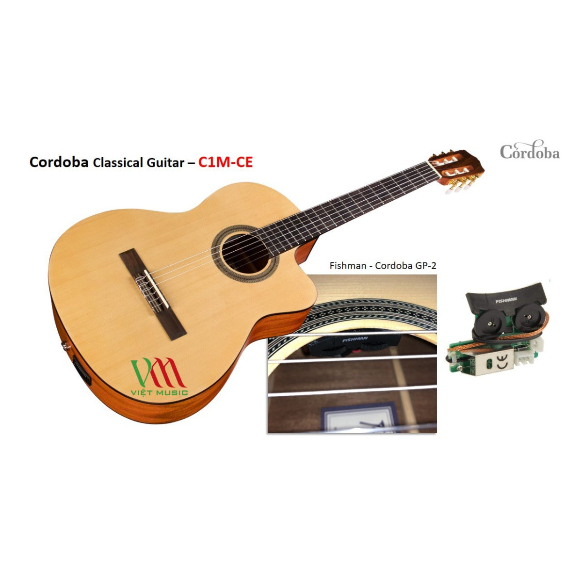 Đàn Guitar Classic Cordoba C1M-CE w/Standard Gig Bag - Việt Music