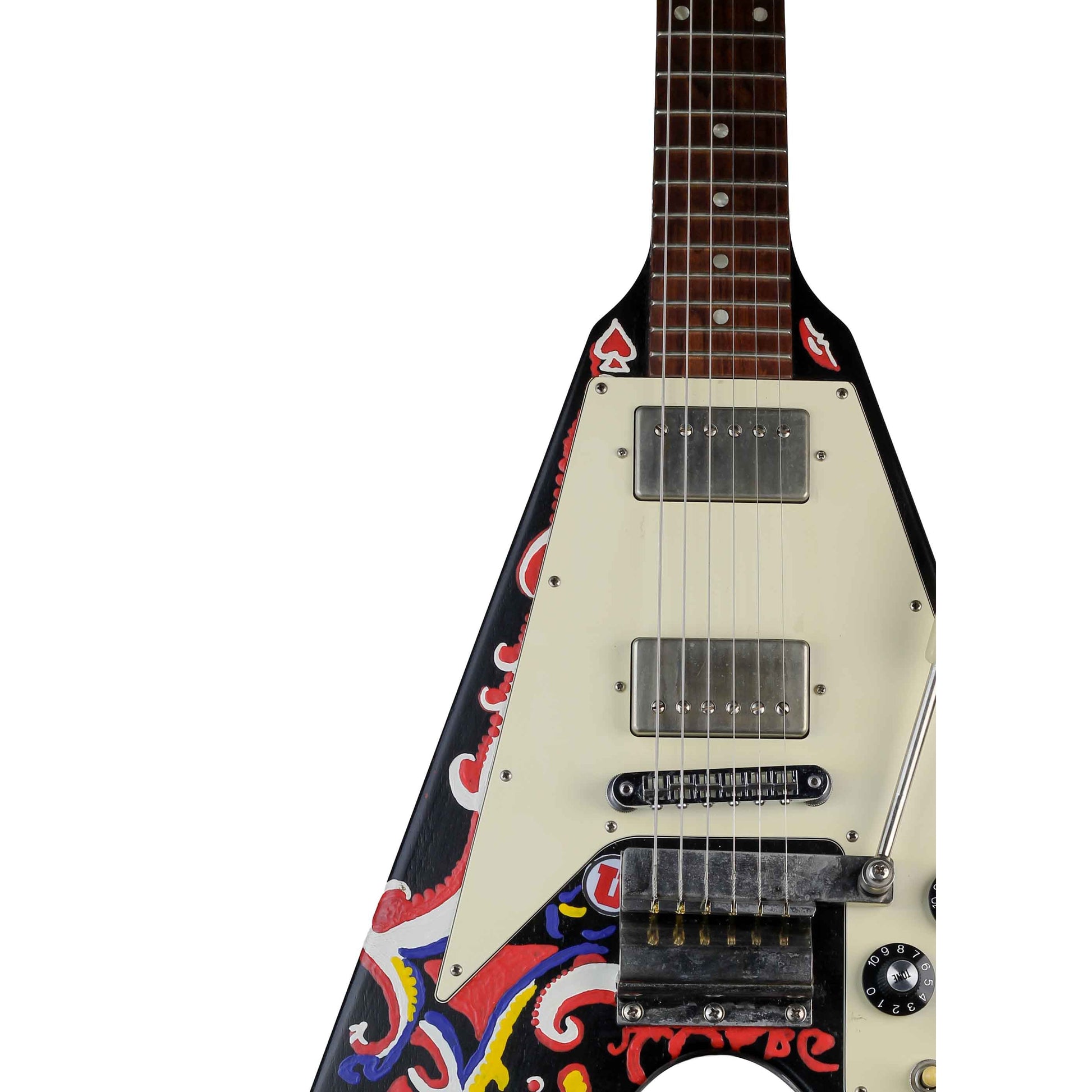 Gibson Flying V 2011 Ebony With Jimi Hendrix Psychedelic Custom Paint, Vibrola - Qua Sử Dụng - Việt Music