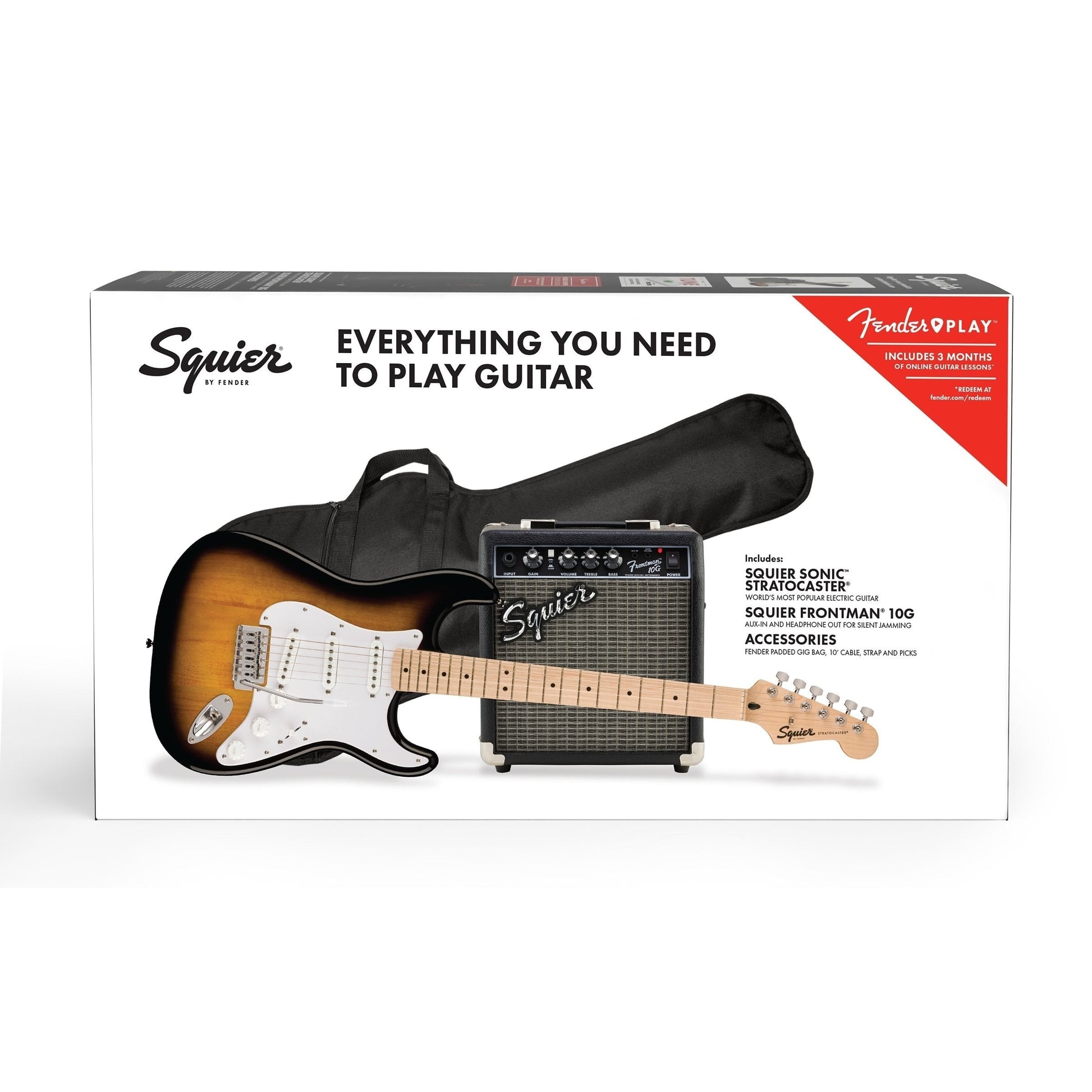 Đàn Guitar Điện Squier Sonic Stratocaster Pack SSS, Maple Fingerboard, 2 - Color Sunburst - Việt Music