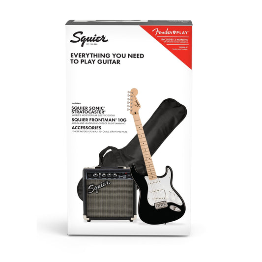 Đàn Guitar Điện Squier Sonic Stratocaster Pack SSS, Maple Fingerboard, Black - Việt Music
