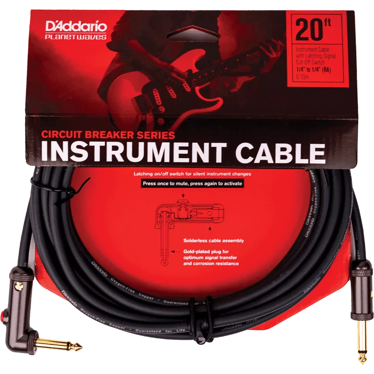 Dây Cáp Kết Nối D'Addario Circuit Breaker Instrument Cable PW-AGLRA - Việt Music