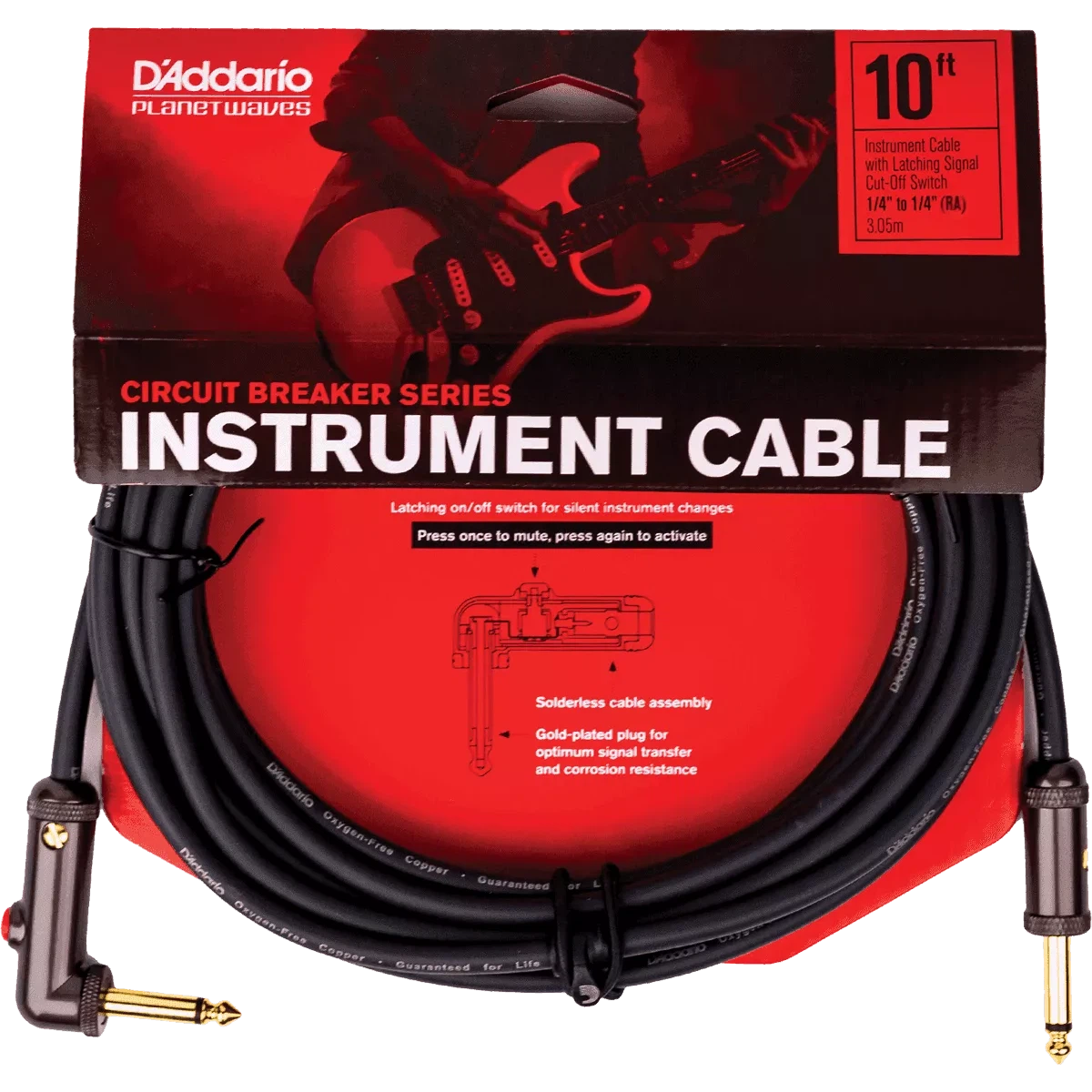 Dây Cáp Kết Nối D'Addario Circuit Breaker Instrument Cable PW-AGLRA - Việt Music