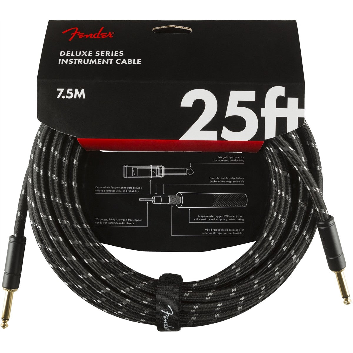 Dây Cáp Kết Nối Fender Deluxe Series Tweed Instrument Cable, 2 Đầu Thẳng - Việt Music