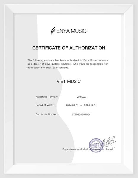 Giấy chứng nhận đại lý chính hãng Enya Music