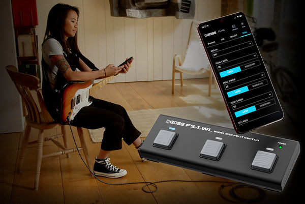 調整手機上的 Boss FS-1-WL 無線腳踏開關。