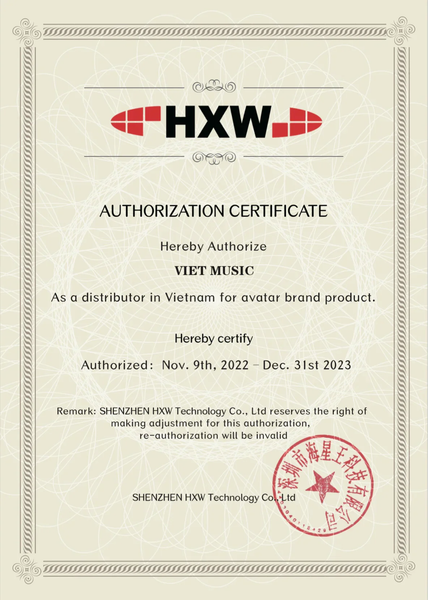 Giấy chứng nhận đại lý chính hãng HXW