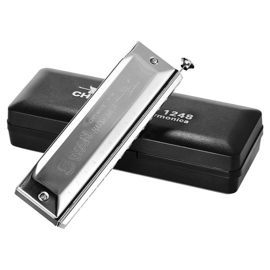 Kèn Harmonica Chromatic Swan SW1248 Silver - Việt Music