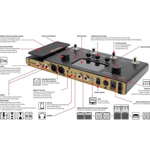 Pedal effect Hotone MP-100 Ampero thay thế được Audio Interface