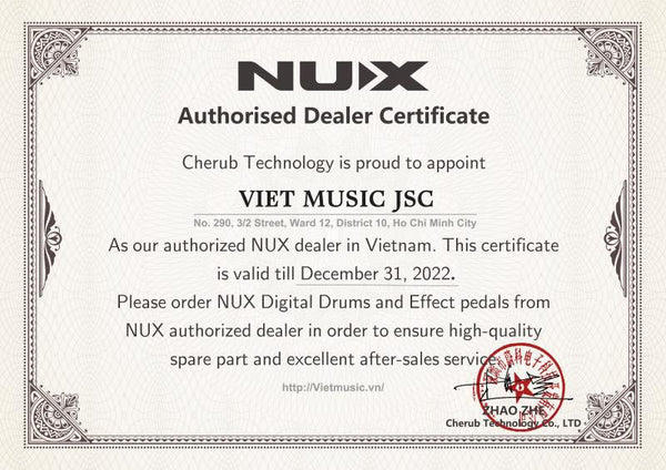 Giấy chứng nhận đại lý chính hãng Nux