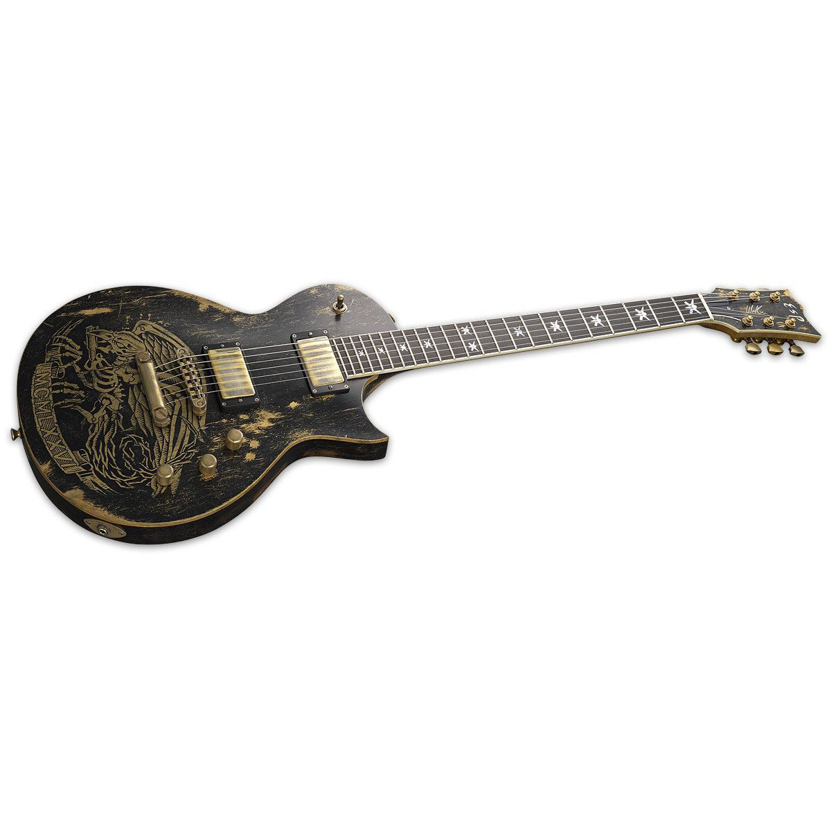 Đàn Guitar Điện ESP Will Adler Warbird Distressed HH, Ebony Fingerboard, Distressed Black - Việt Music