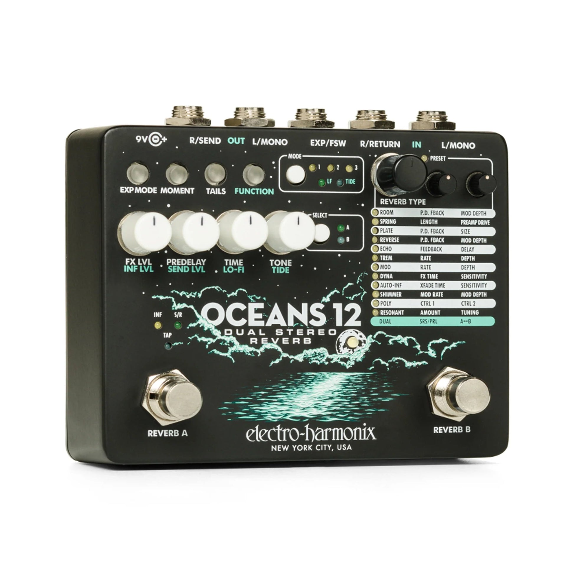 Pedal Guitar Electro-Harmonix Oceans 12 Dual Stereo Reverb - Việt Music