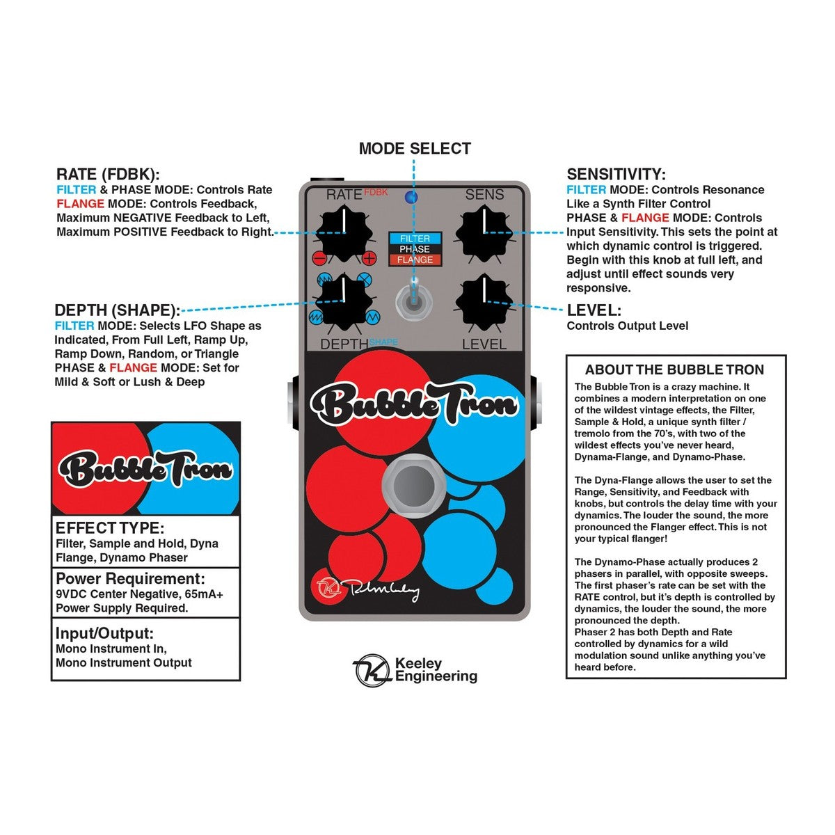 Pedal Guitar Keeley Bubbletron Dynamic Flanger Phaser - Việt Music