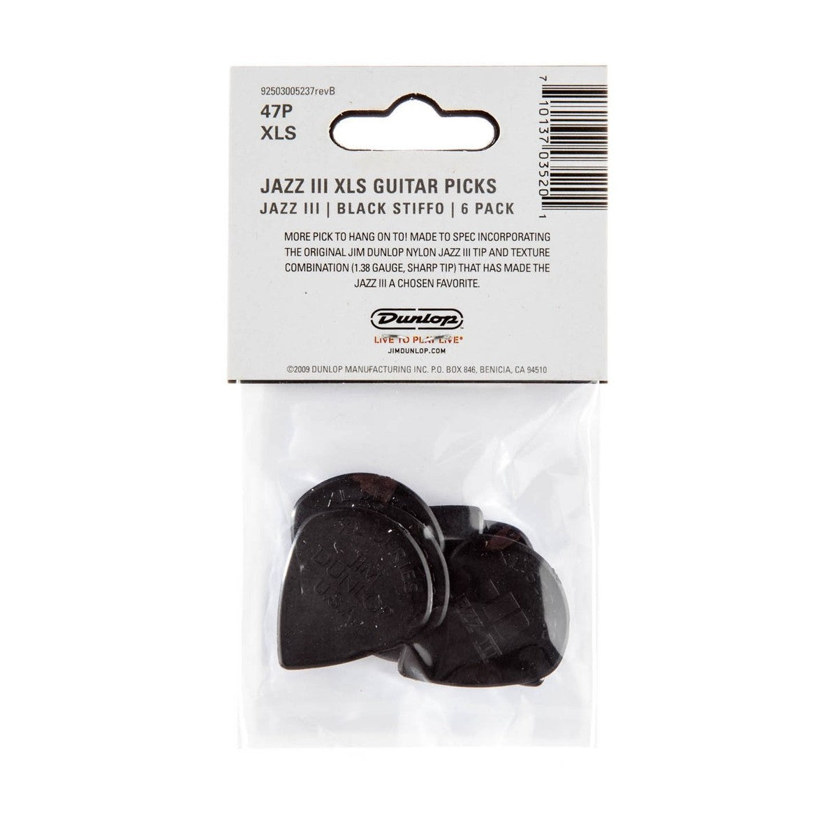 Pick Gảy Đàn Guitar Jim Dunlop JD-47PXLS Nylon Jazz III XL, 6pc - Việt Music