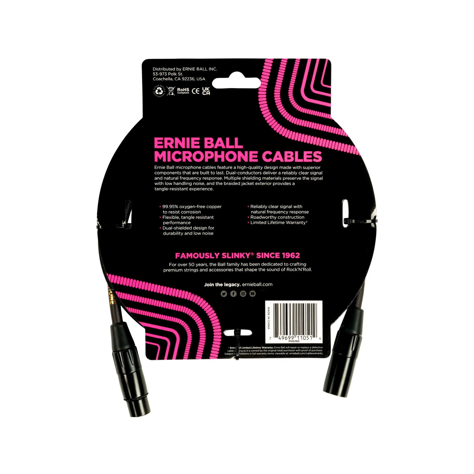 Dây Cáp Kết Nối Ernie Ball Braided XLR Microphone Cable Male/Female - Việt Music