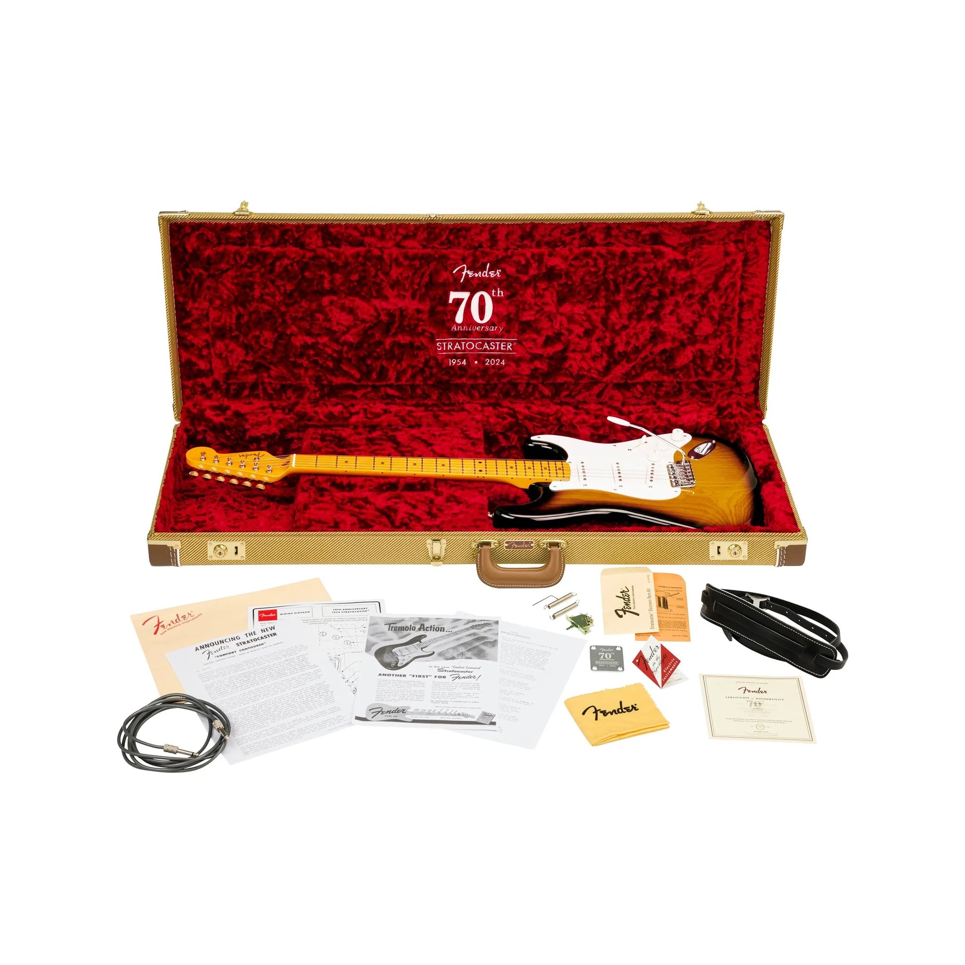 Đàn Guitar Điện Fender 70th Anniversary AVII 54 Stratocaster SSS, Maple Fingerboard, 2-Tone Sunburst - Việt Music