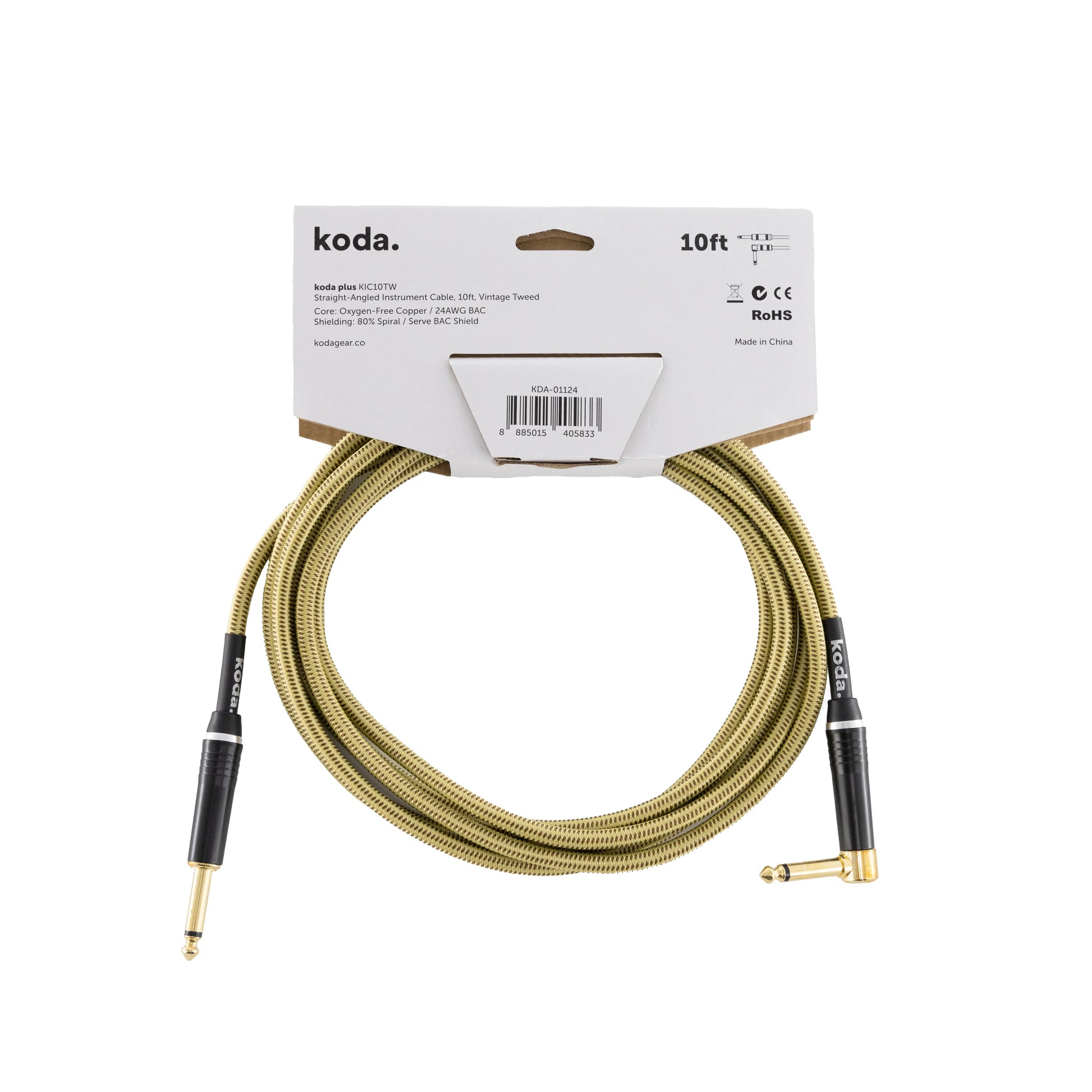 Dây Cáp Kết Nối Koda Plus KIC10TW Straight-Angled Instrument, 10ft - Việt Music