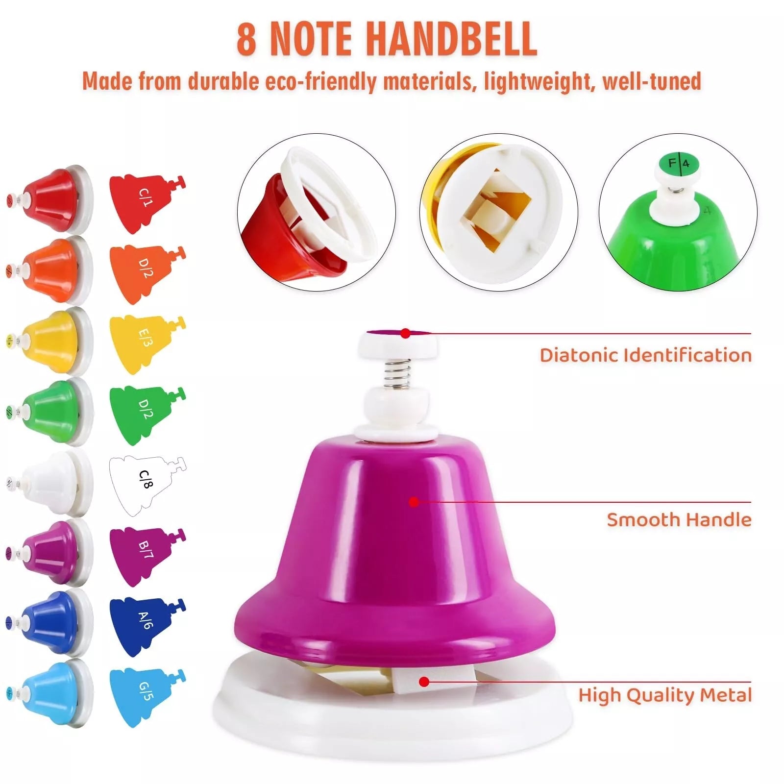 Chuông Lắc Định Âm 8-Note Diatonic Metal Bells Musical Colorfull - Việt Music